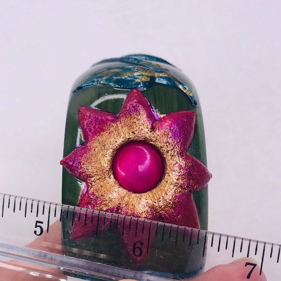 Bangle Hand Painted Flowers Pink Green Blue India IDL - Picture 9 of 9